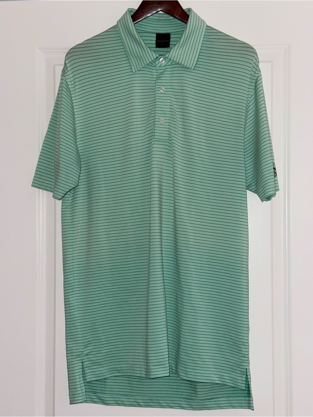Dunning Golf Mens M Mint Green Striped Luxury Performance Polo Bridge Water Club